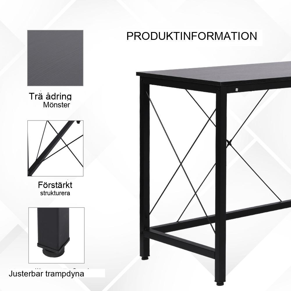 Modernt hörnskrivbord L-format, rymligt MDF-kontorsbord svart