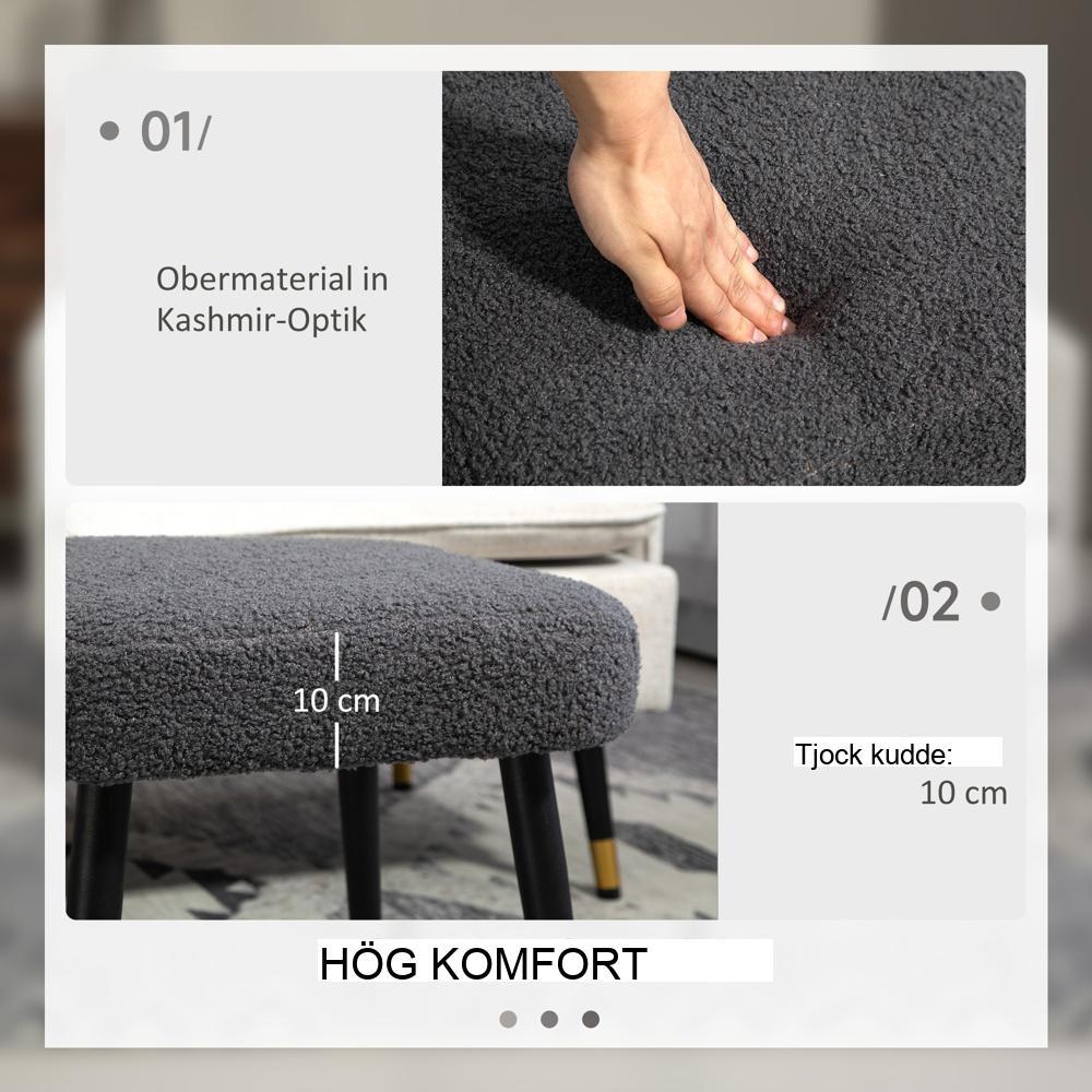 Mörkgrå Cashmere Look Fotpall – Snygg och bekväm accentstol