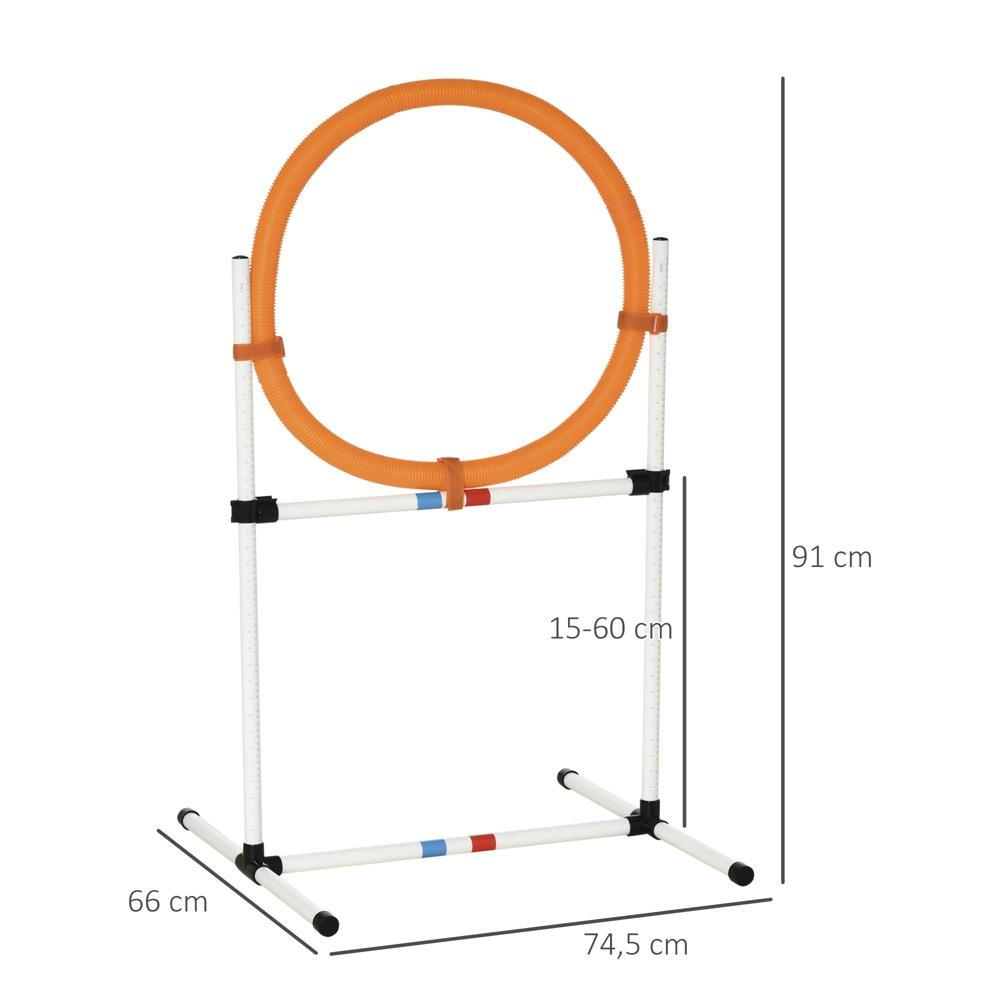 Justerbar hund Agility Training Ring Häck Set – Portabel Vit Orange