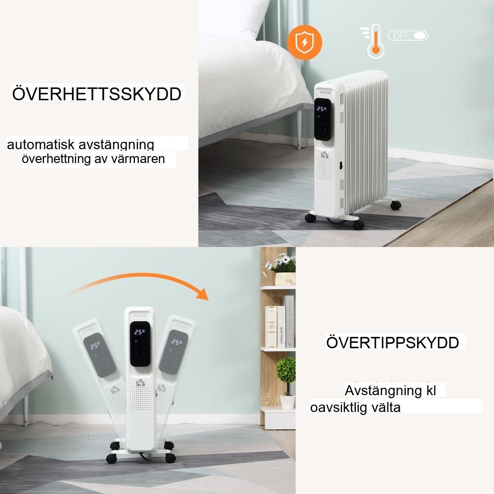 Kraftfull 2290-2720W oljekylare med 3 värmeinställningar och timer