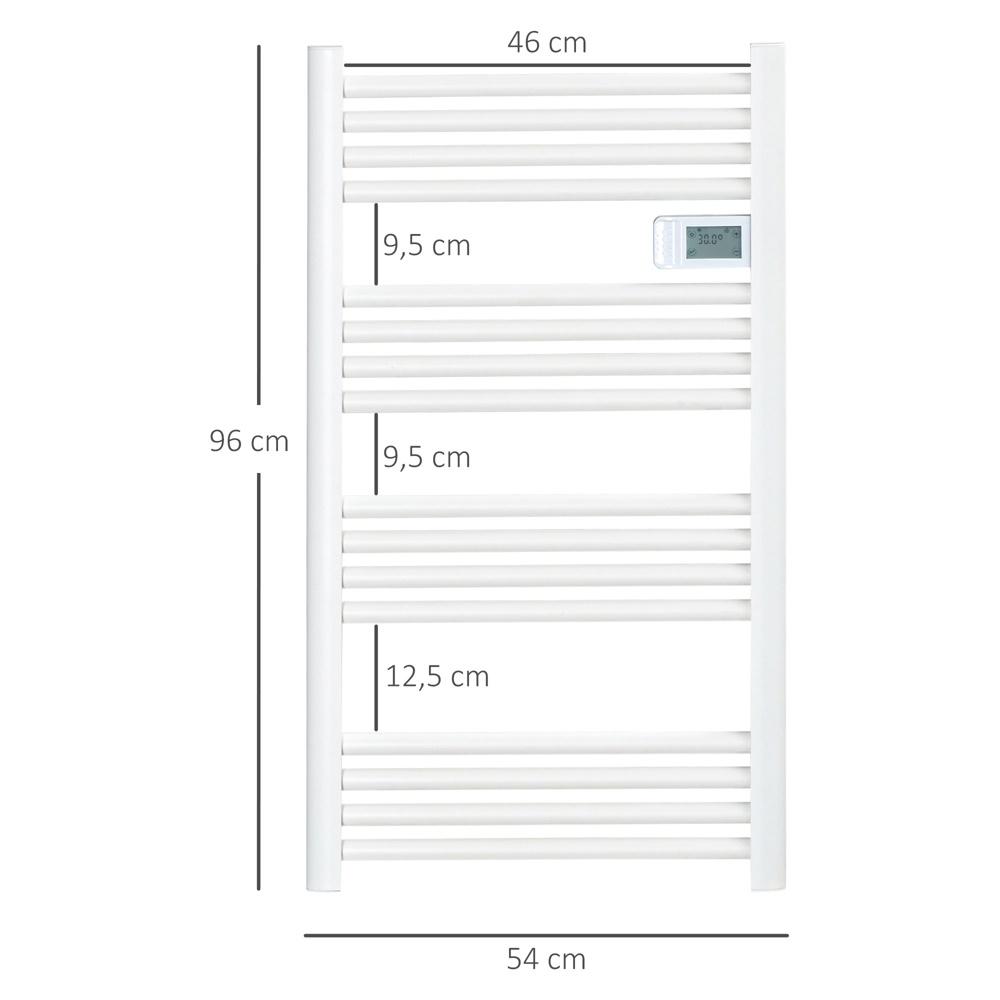 Vit handdukskylare i aluminium 540x960mm med överhettningsskydd och fönstersensor