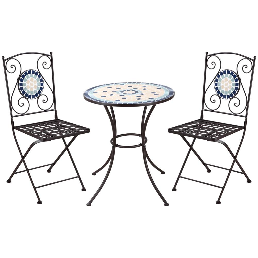 Nostalgisk Mosaic Bistro Set för 2 – Väderbeständig uteplatsmöbler