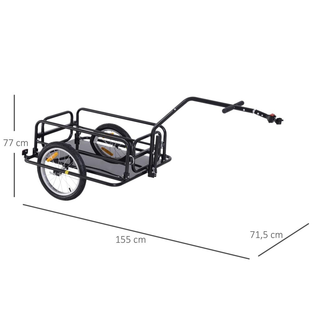 Heavy Duty hopfällbar cykel lastvagn 40 kg Kapacitet 16 tums däck svart