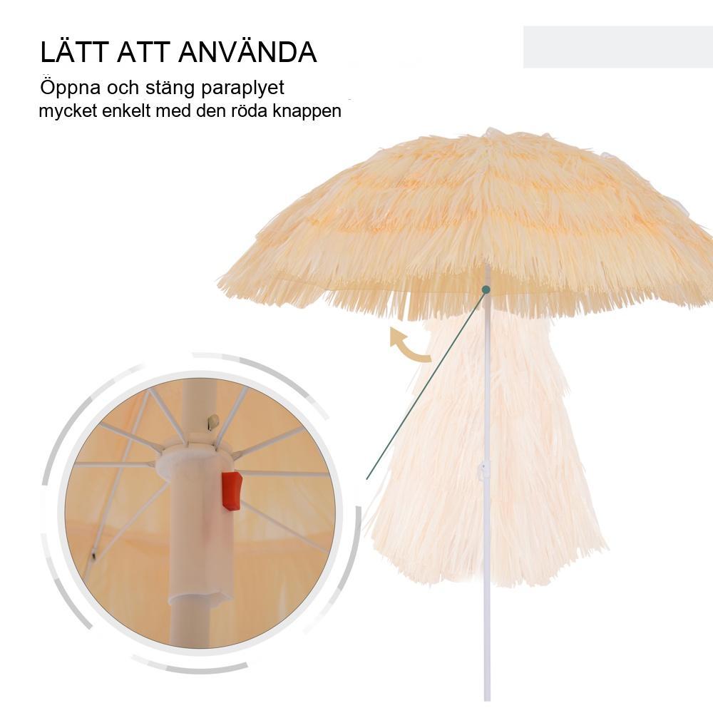 Hawaiian Paraply Beach Parasoll Trädgård Solskydd Beige 160cm Justerbar