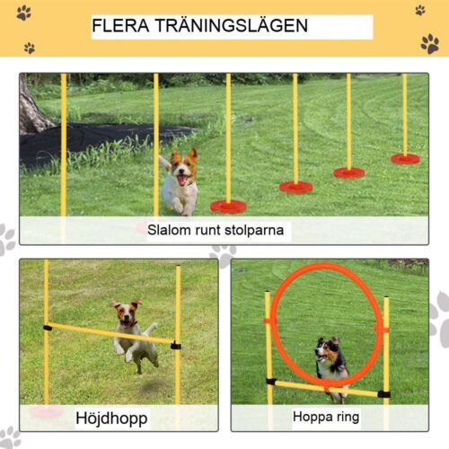 Dog Agility Training Set, 3-i-1 häck, justerbar höjd, bärväska