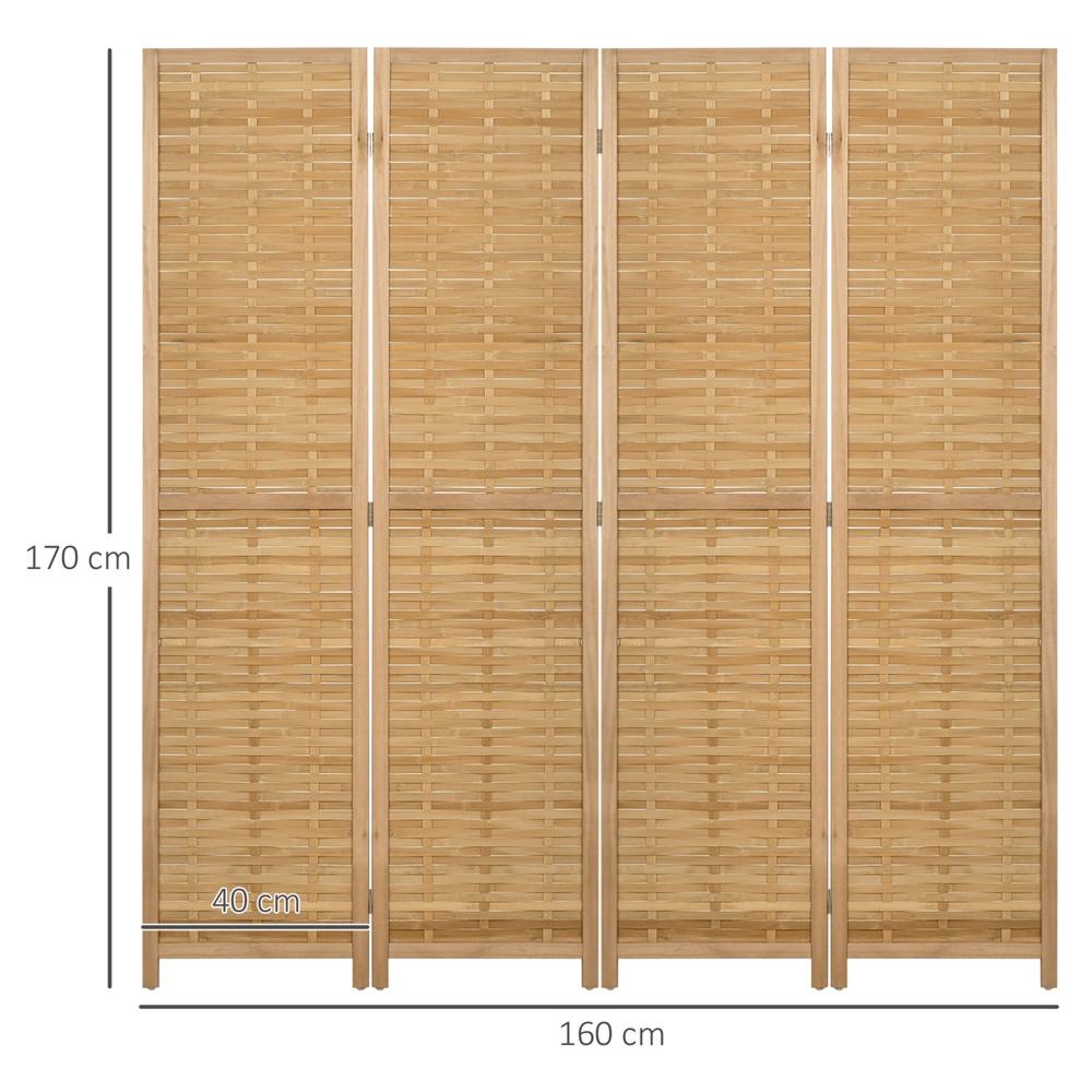 Bambu hopfällbar rumsavdelare, sekretessskärm, 4 paneler, 160x170cm