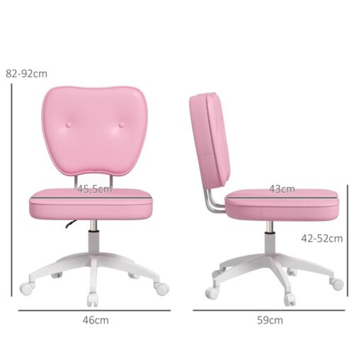 Pink Kids Swivel Chair, höjdjusterbar, upp till 120 kg kapacitet