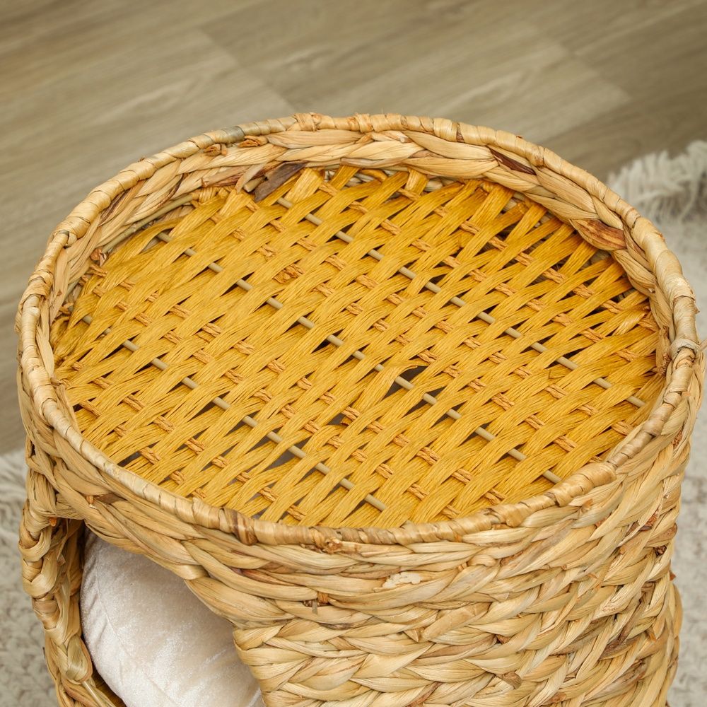 Mysig Cat Scratching Barrel med grottor, kudde och vattenhyacintdesign