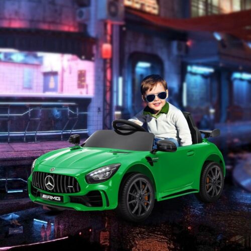 Mercedes-Benz AMG GTR Elbil för barn med fjärrkontroll, musik och lampor, grön (3-6 år)