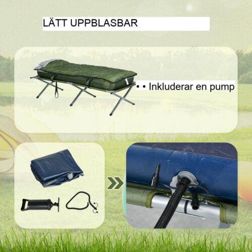 Campingsäng Combo: hopfällbar spjälsäng, madrass, sovsäck och kudde (upp till 120 kg)