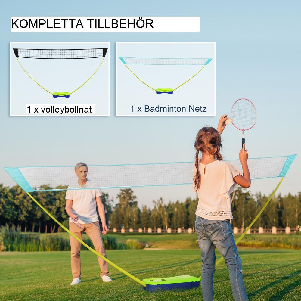 Justerbart badminton- och volleybollset med väska