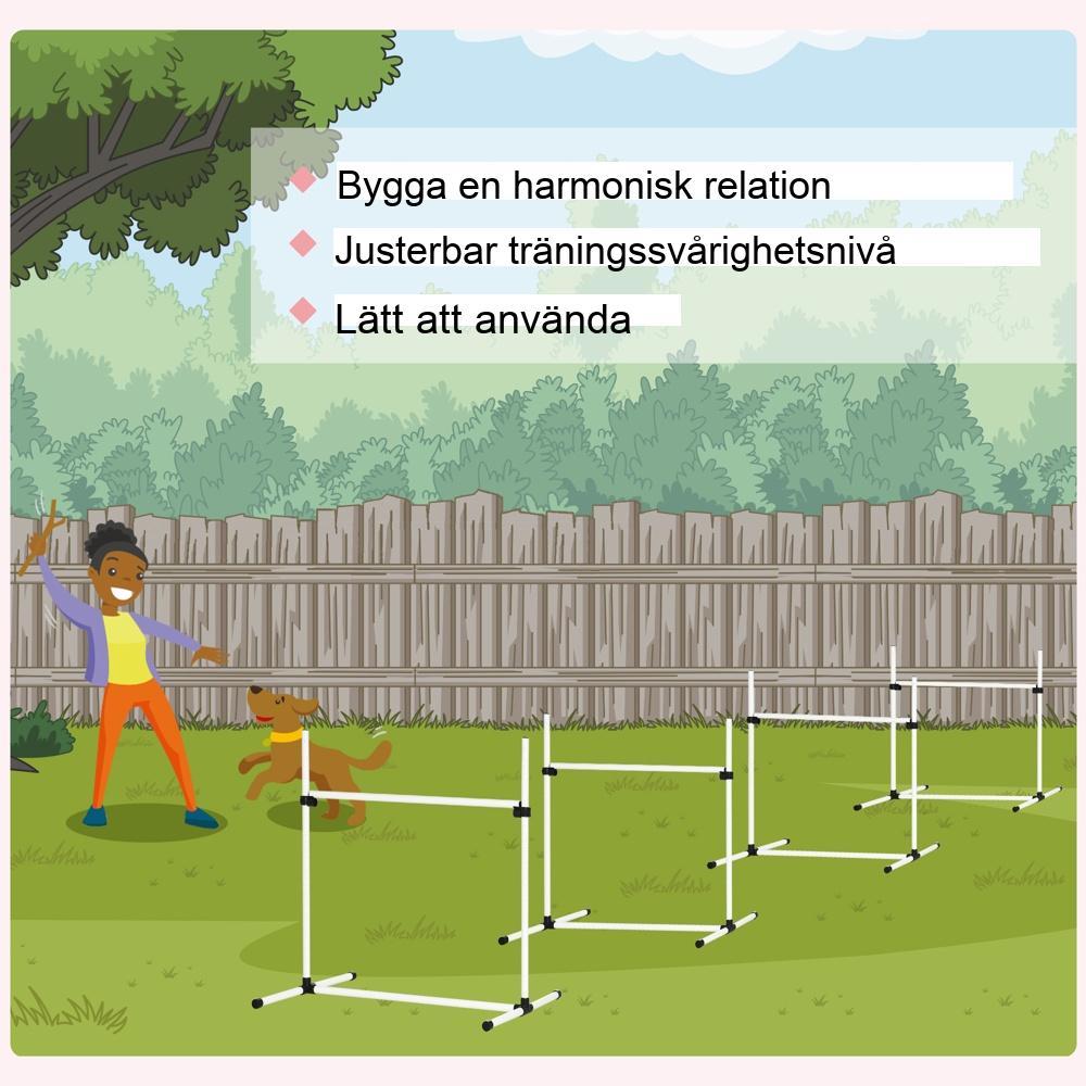 Agility häckset för hundträning – 4 häck, slalomstavar och markstavar