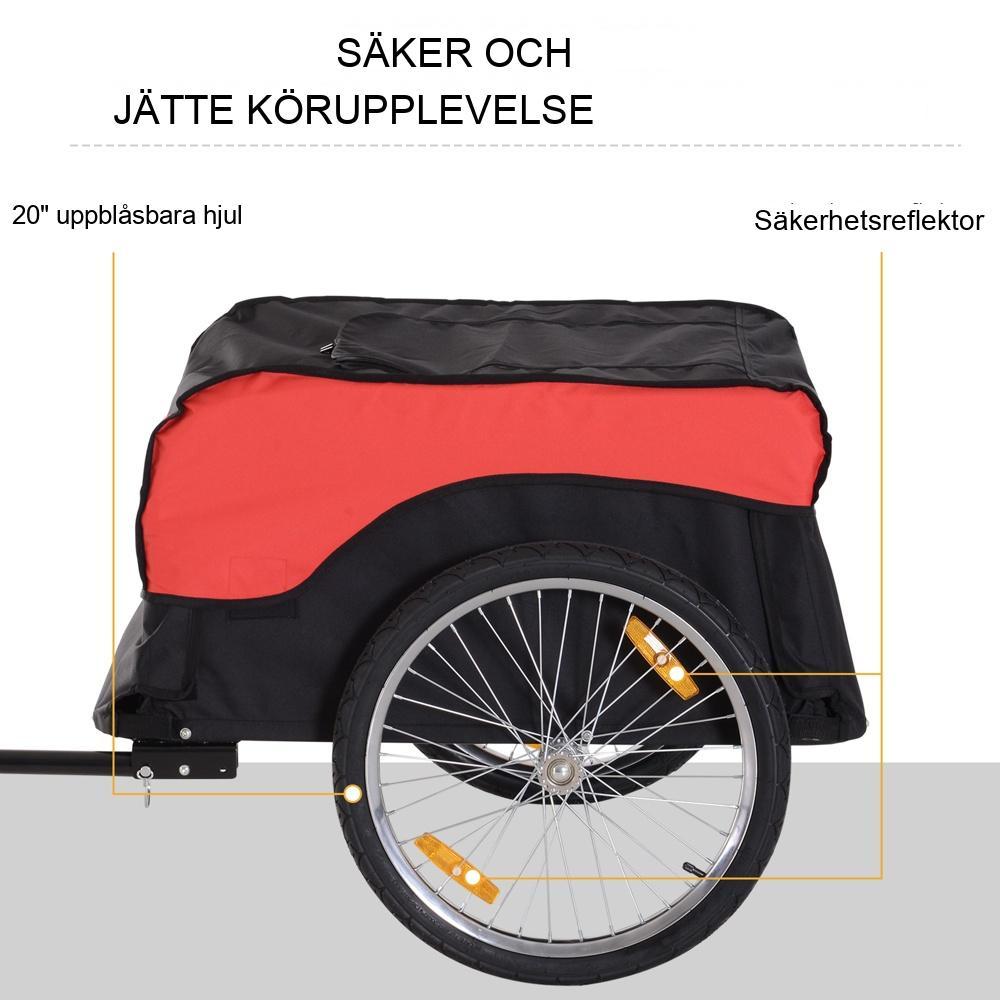 Röd-svart lastvagn för cyklar – 40 kg kapacitet, hopfällbar design