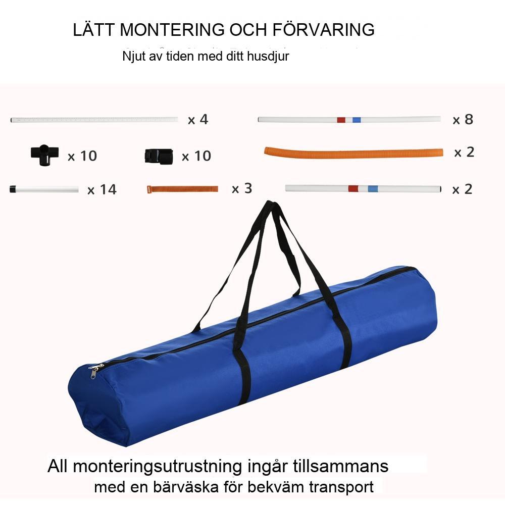 Dog Agility Set med höjdhoppare, hoppring och stavar – Vit/Gul