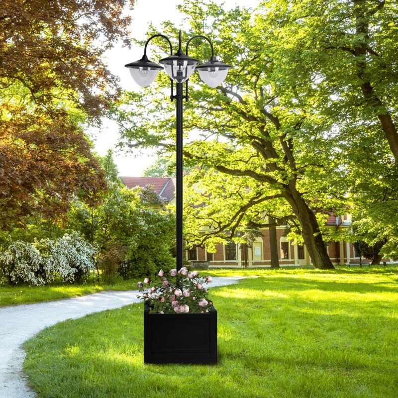 Solar Garden Light, 3-huvud LED-lampa med blomkruka, vattentät och hållbar