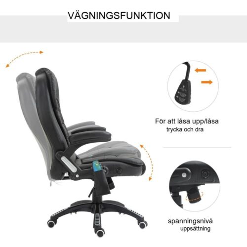 Executive Office Chair med vibrationsmassage och värmefunktion