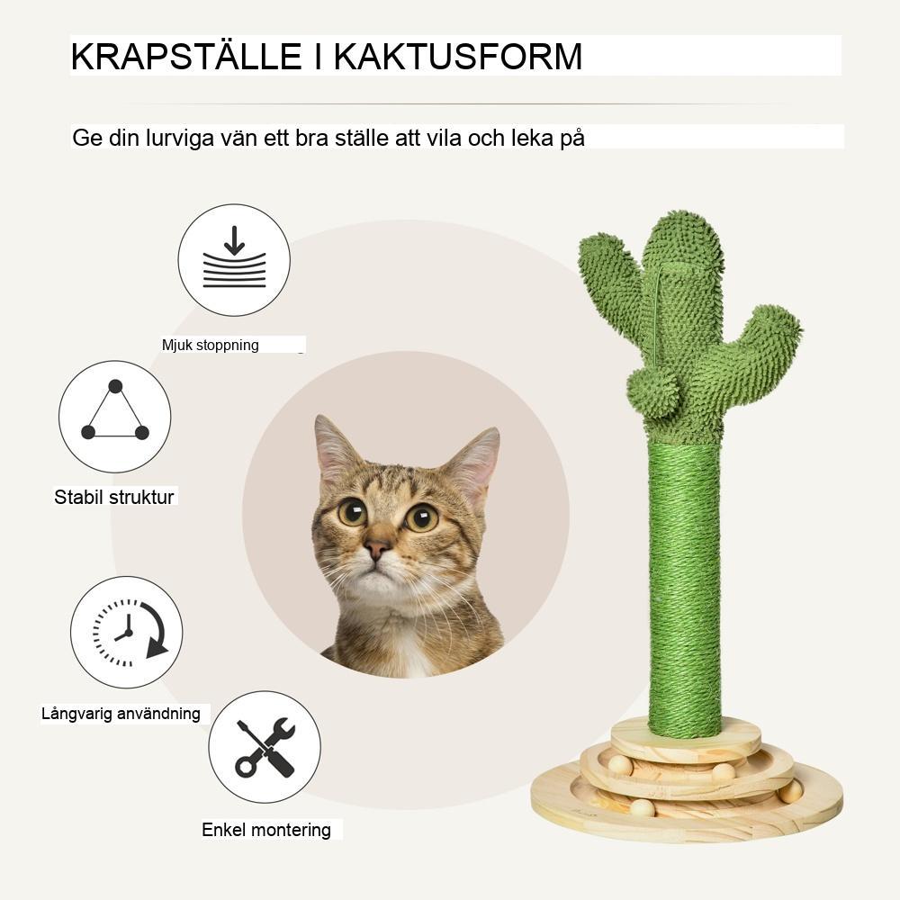 Cactus Cat Scratching Post – Sisalrep och träleksak, 60cm