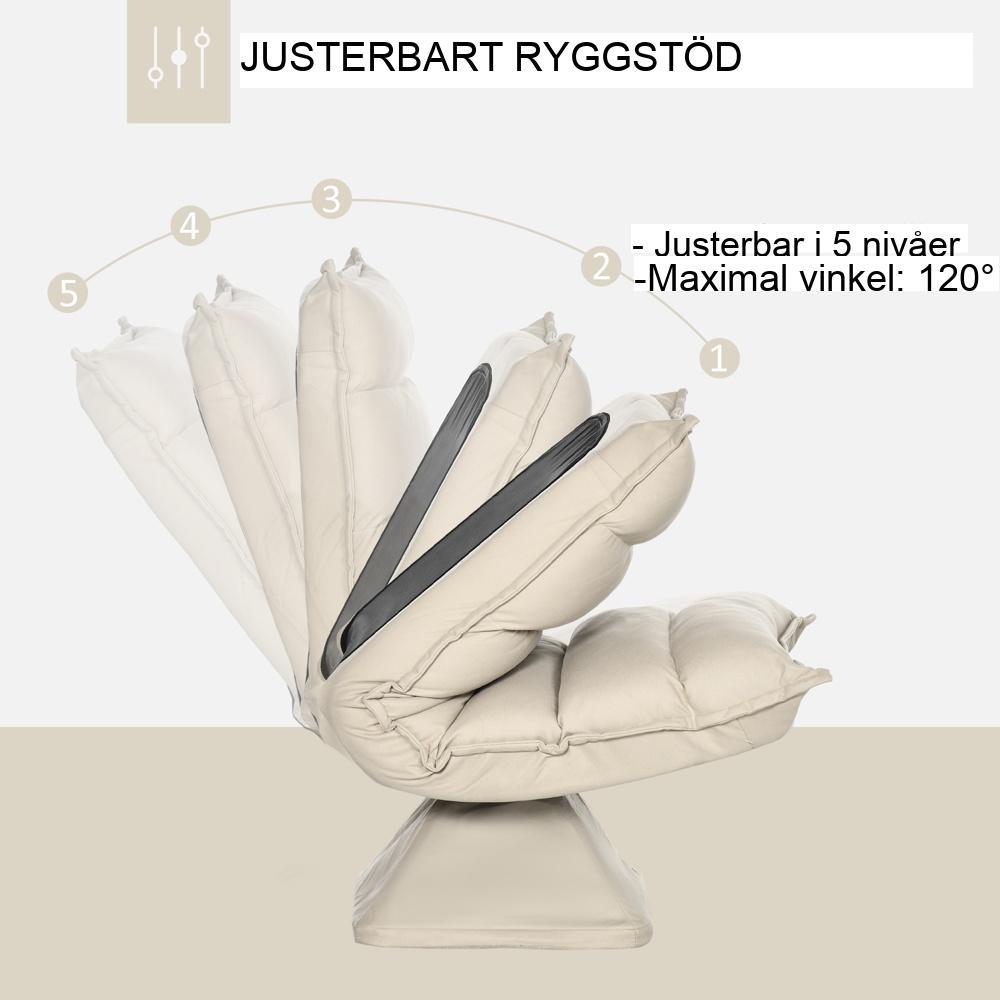 Justerbart ryggstöd Golvstol, Roterande Meditationskudde, Beige