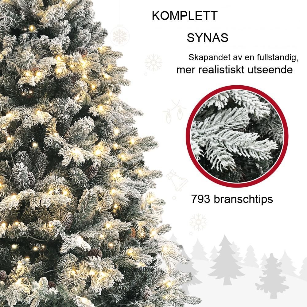 793-Tips konstsnöjulgran med LED-ljus – 180cm