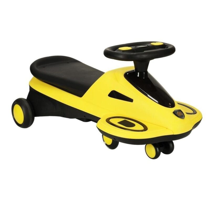 Kids Glow Scooter med LED-hjul och musik – gul/svart, åldrar 3+ (max 100 kg)