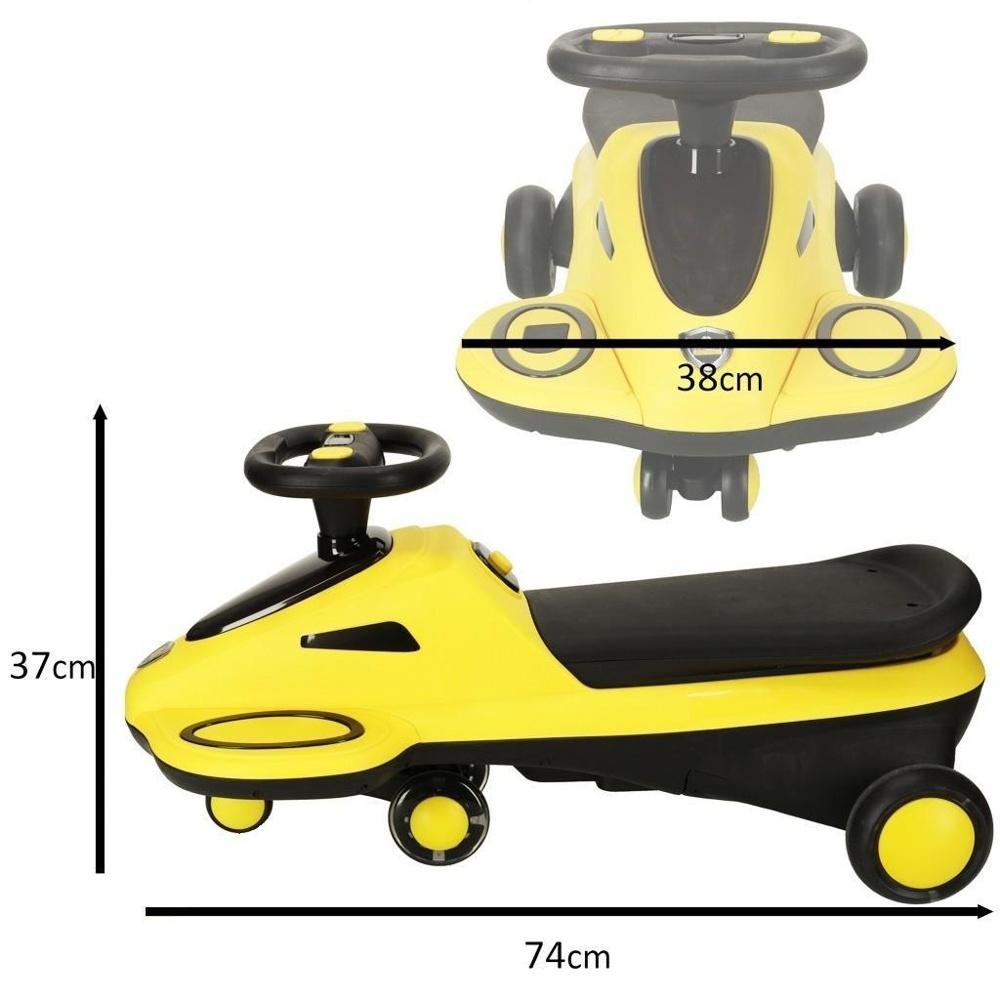 Kids Glow Scooter med LED-hjul och musik – gul/svart, åldrar 3+ (max 100 kg)