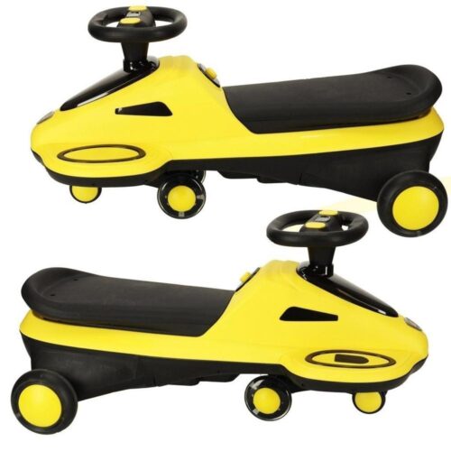 Kids Glow Scooter med LED-hjul och musik – gul/svart, åldrar 3+ (max 100 kg)