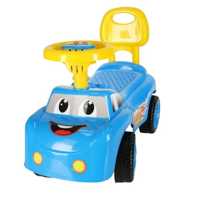 Blue Smiling Push Ride-On Car med Horn för barn i åldrarna 1,5-5