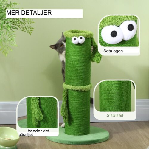 Grön Sisal Cat Scratching Post med mullrande ljud – 63cm