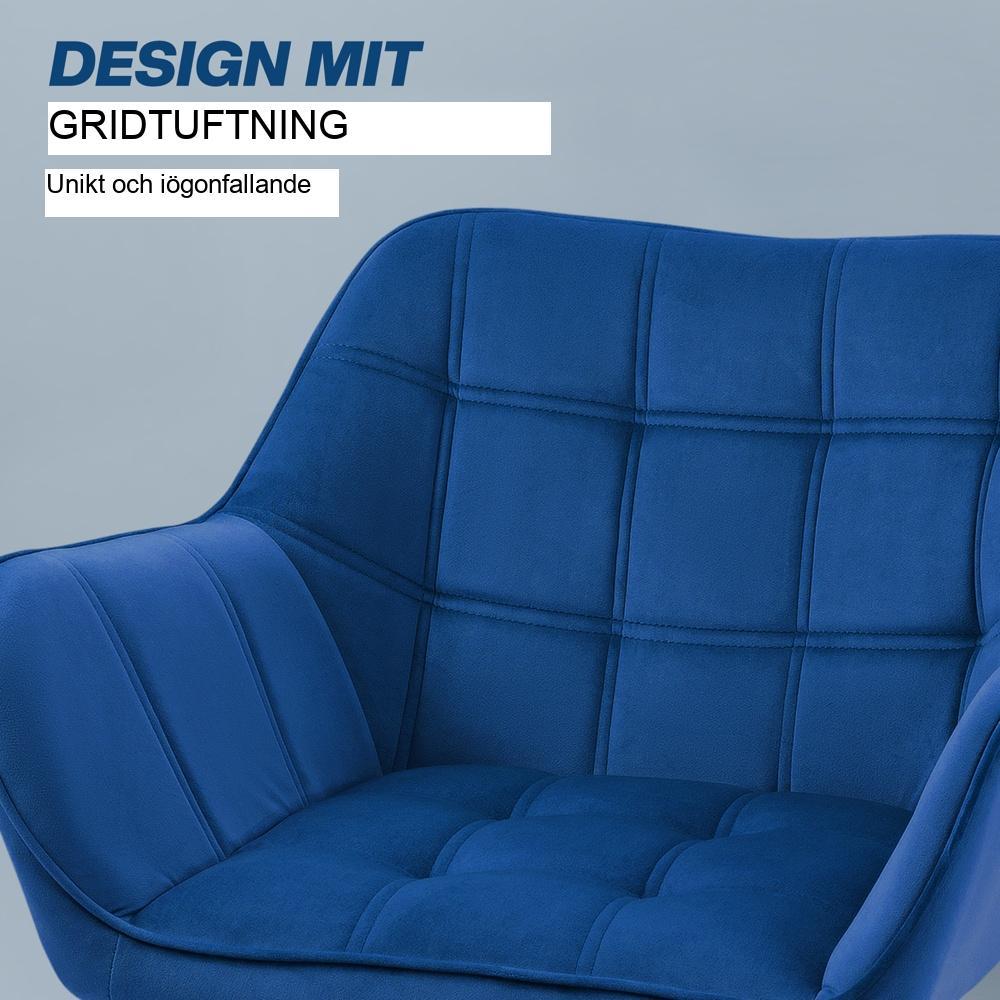 Fåtölj Blue Velvet, skandinavisk design, förhöjda ben