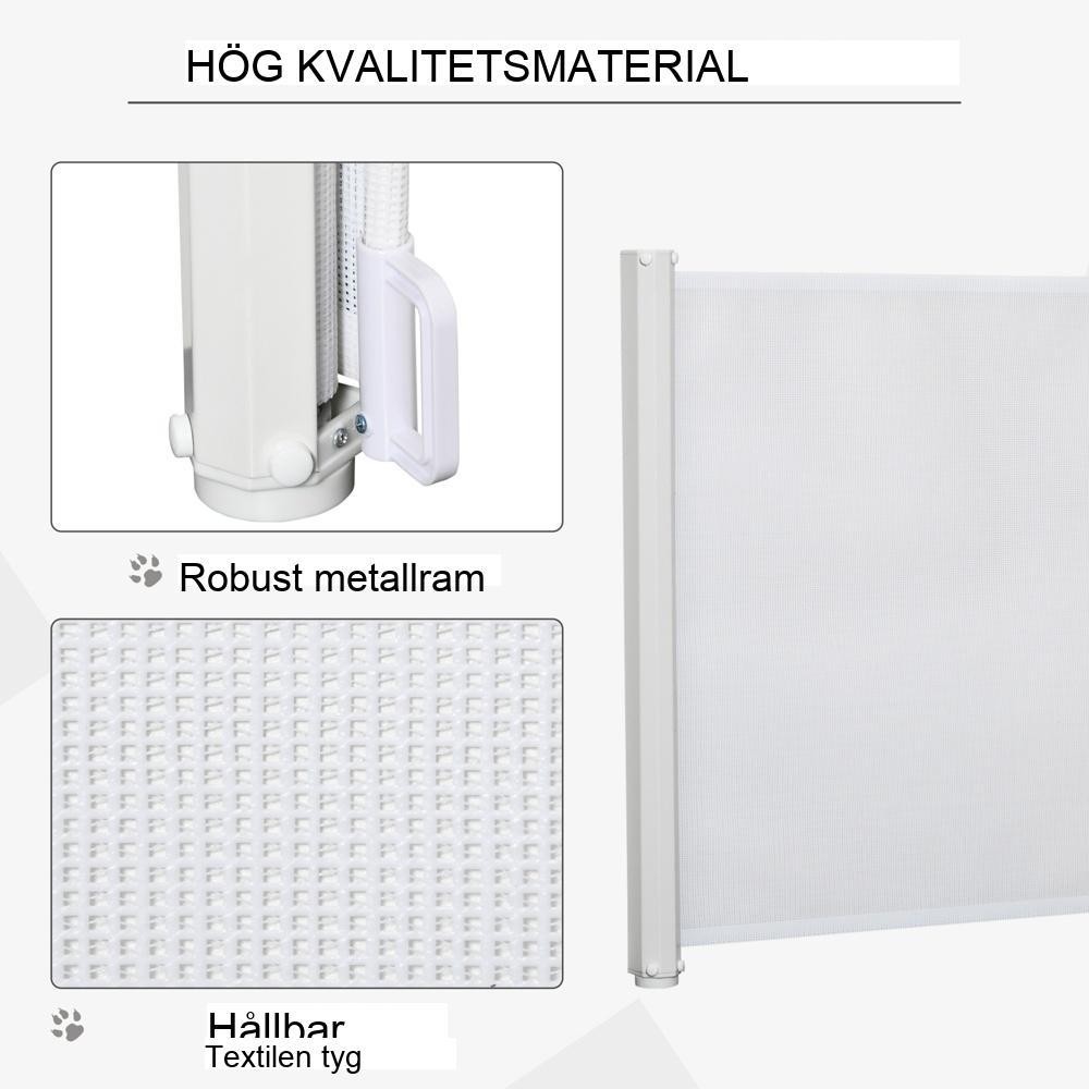 Utdragbar vit säkerhetsgrind för barn och husdjur, 115×82,5 cm