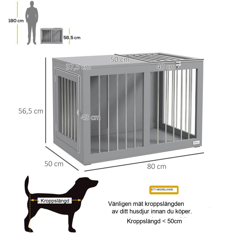 Modern hundlåda i stål med låsbara dörrar – medelstor