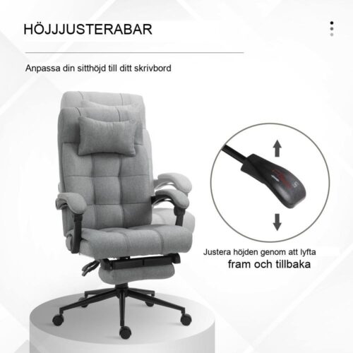 Ergonomisk kontorsstol med nackstöd, armstöd och justerbart fotstöd