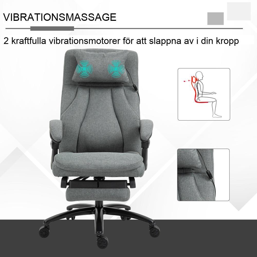 Ergonomisk massagekontorsstol med liggande funktion och vibration