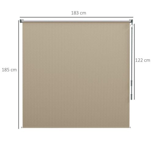 Beige Rullgardin utomhus, 183x185cm, Handvev Blackout Privacy Screen