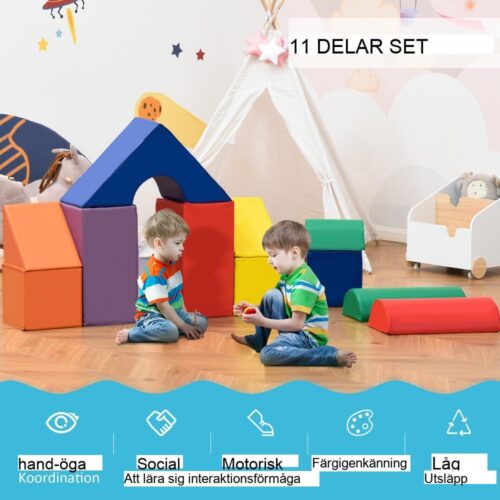 Soft Play Blocks Set – 11 delar byggstenar för barn i åldrarna 1-3