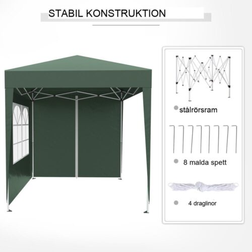 Heavy Duty Steel Gazebo Shelter | Bärbart 2x2m partytält med avtagbara väggar