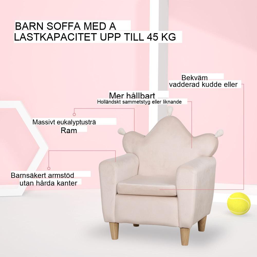 Bekväm ljusrosa barnsoffstol för barn i åldrarna 3-7