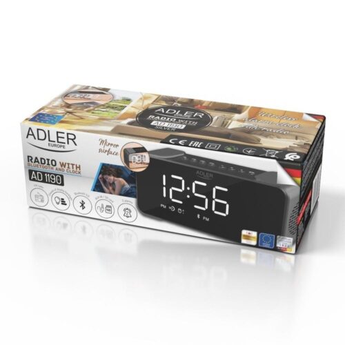 Adler AD 1190 Silver trådlös väckarklockaradio – FM/Bluetooth/USB/SD Play + Stereohögtalare