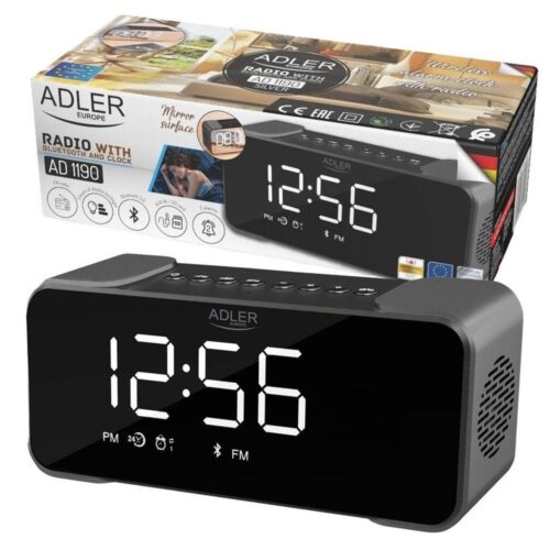 Adler AD 1190 Silver trådlös väckarklockaradio – FM/Bluetooth/USB/SD Play + Stereohögtalare