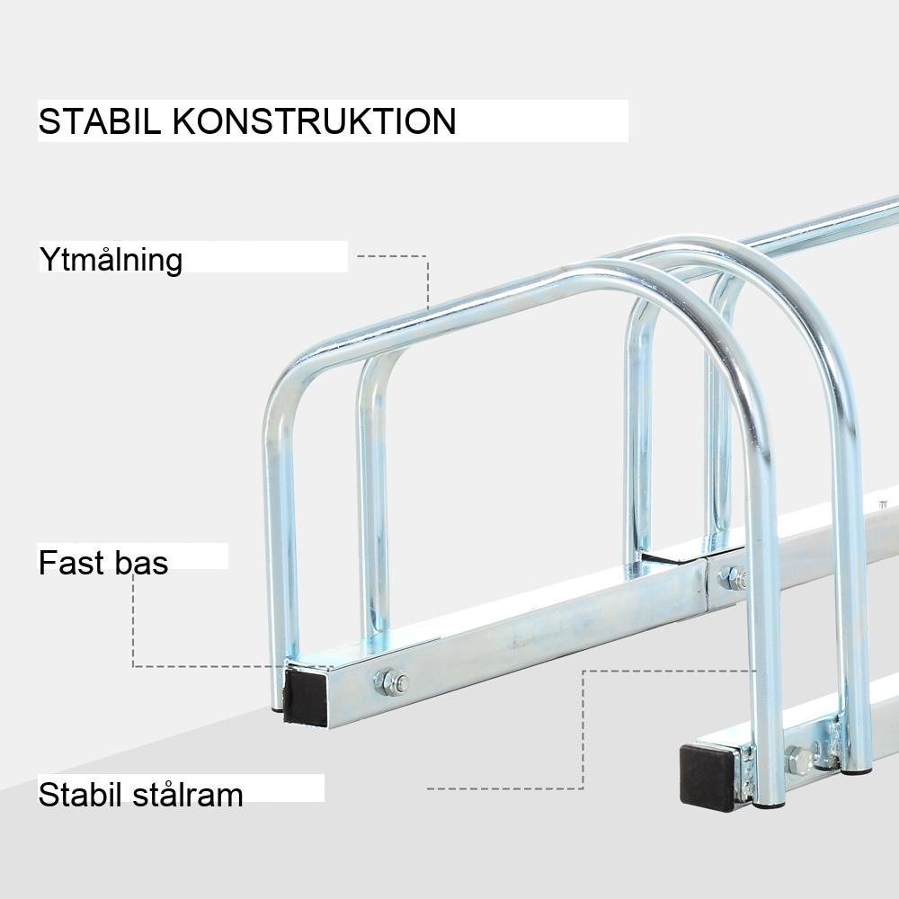 Väderbeständigt cykelställ i stål rymmer 4 cyklar – kan monteras på vägg och golv