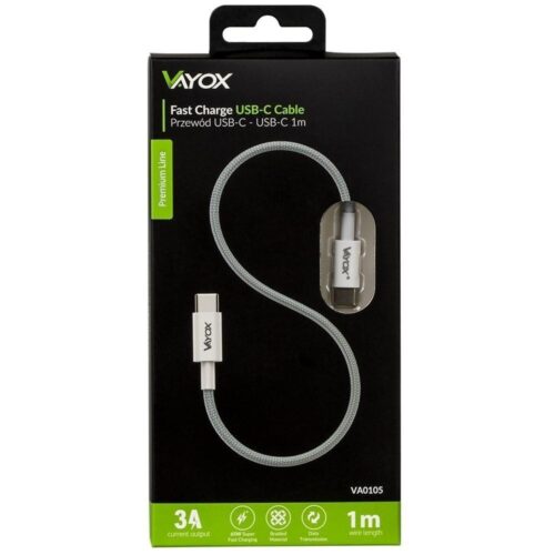 Premium 65W 3A snabbladdning USB-C till USB-C-kabel (1m)