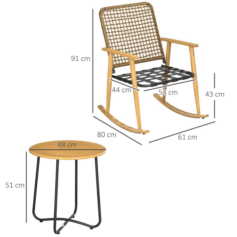 Tvådelad gungstolsset i polyrattan med sidobord och kuddar