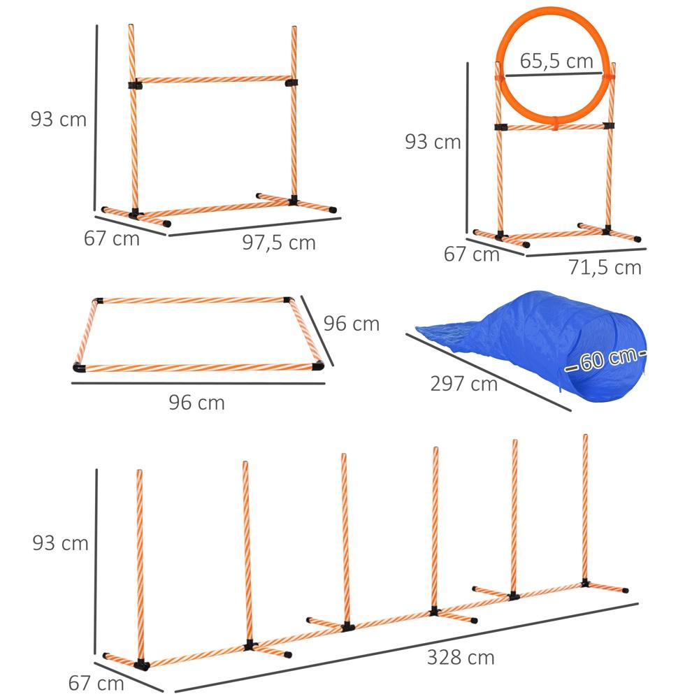 Dog Agility Training Set med tunnel, stavar och hoppbåge för aktiv lek