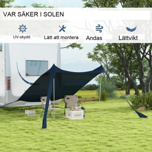 Bärbar UV-solskyddssegel 2,15x2m för camping, strand och resor