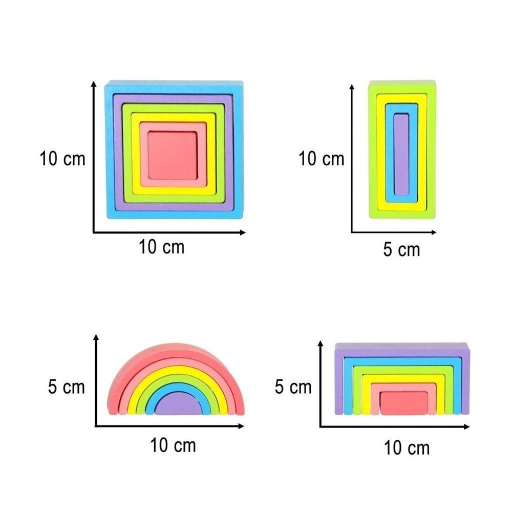 Rainbow Montessori träblock byggsats för barn i åldrarna 3+