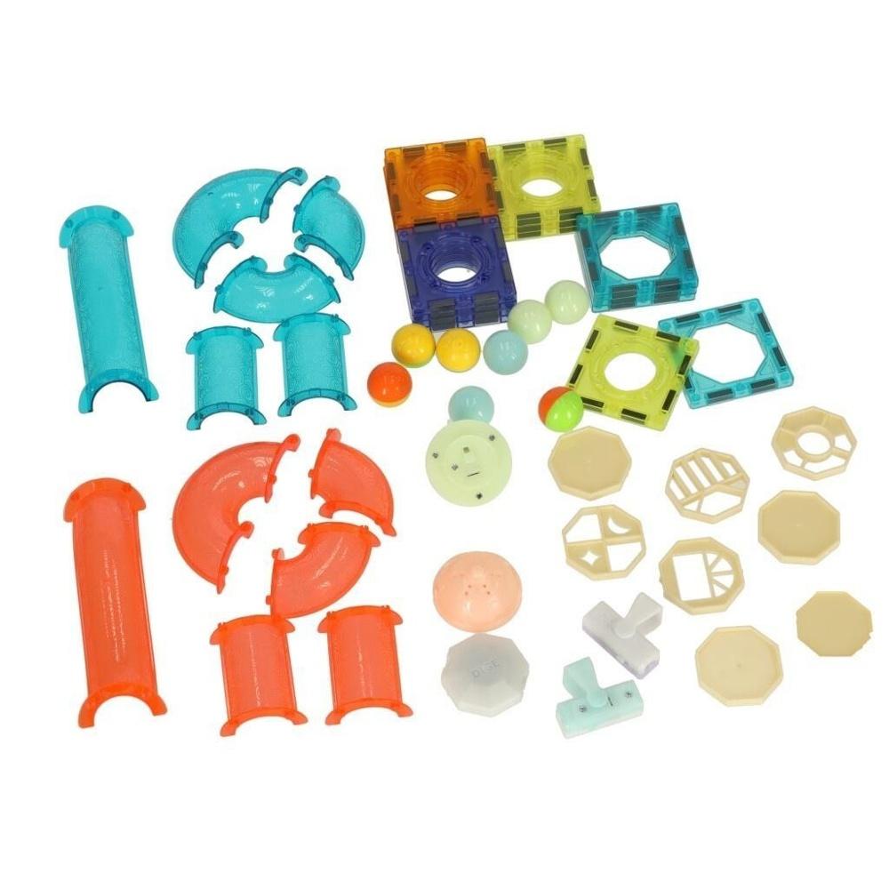 Magnetisk Marble Run Byggsats med Glow-in-the-Dark bollar, 49 delar