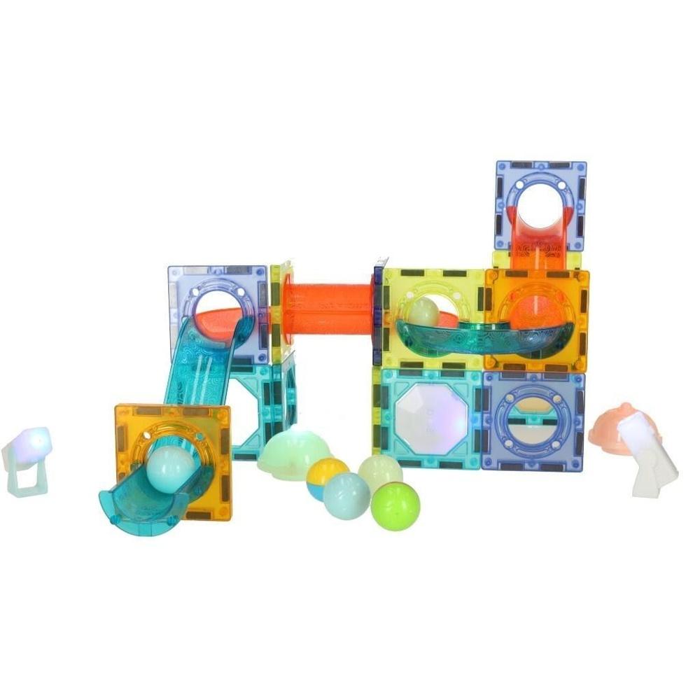 Magnetisk Marble Run Byggsats med Glow-in-the-Dark bollar, 49 delar