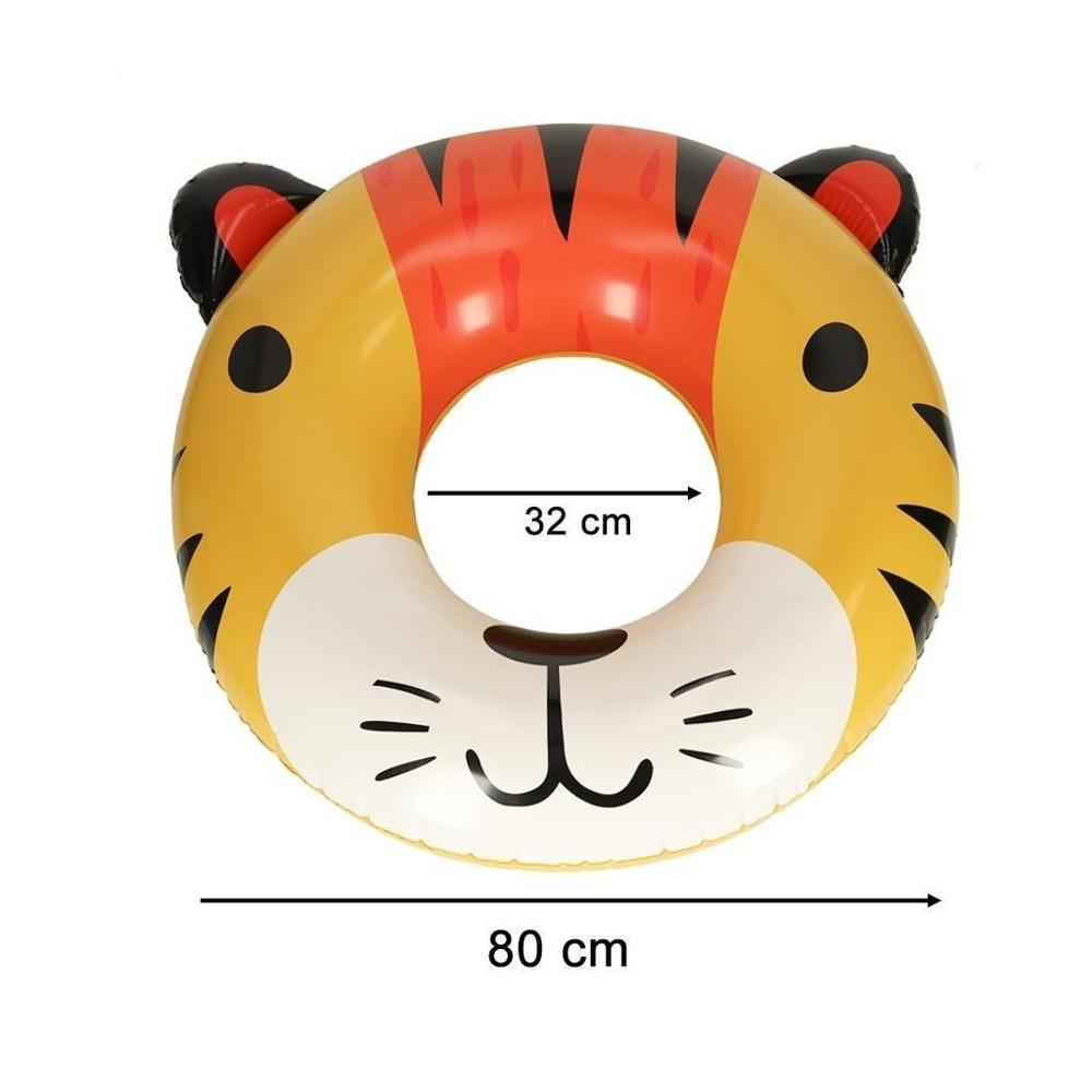 Bedårande Tiger uppblåsbar simring för barn, 80 cm diameter, säkert vattennöje för åldrarna 6+