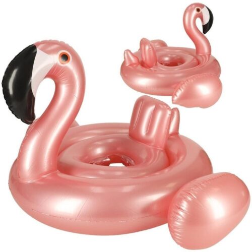 Pink Flamingo uppblåsbar barnhjulsstol, poolleksak för simnöje