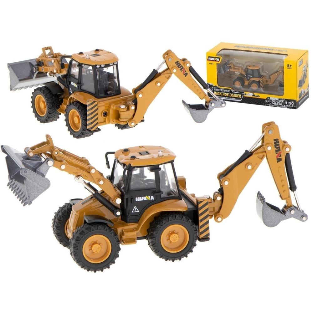 H-Toys 1:50 metallgrävmaskinslastare bulldozer med rörliga skopor